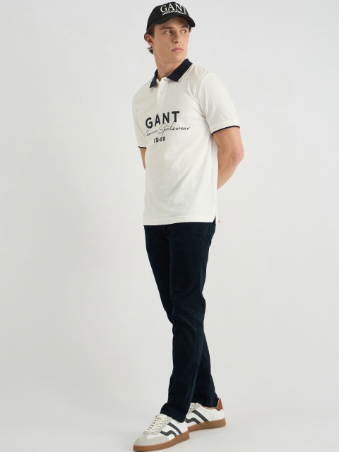 GANT Men Typography Printed Polo Collar Cotton T-shirt - Image 4