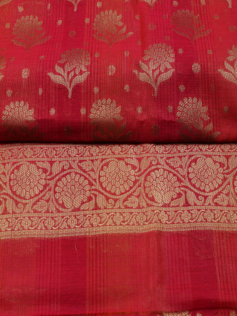 Meena Bazaar Floral Woven Design Chanderi Unstitched Dress Material - Image 3