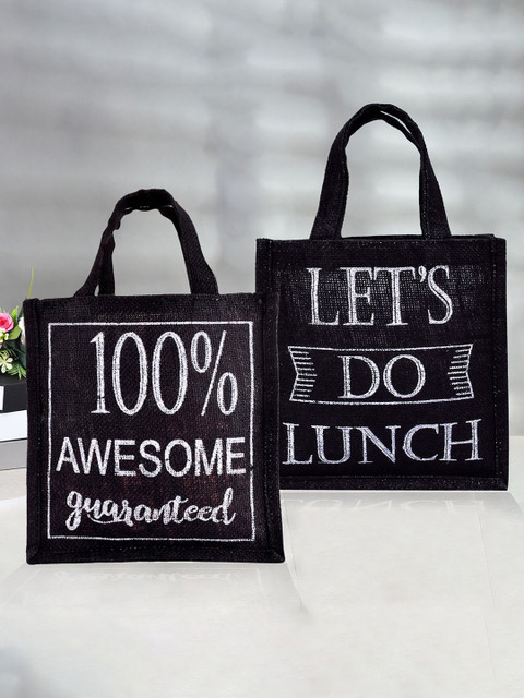 Kuber Industries Set of 2 Typography Printed Lunch Bags With Handle For Office