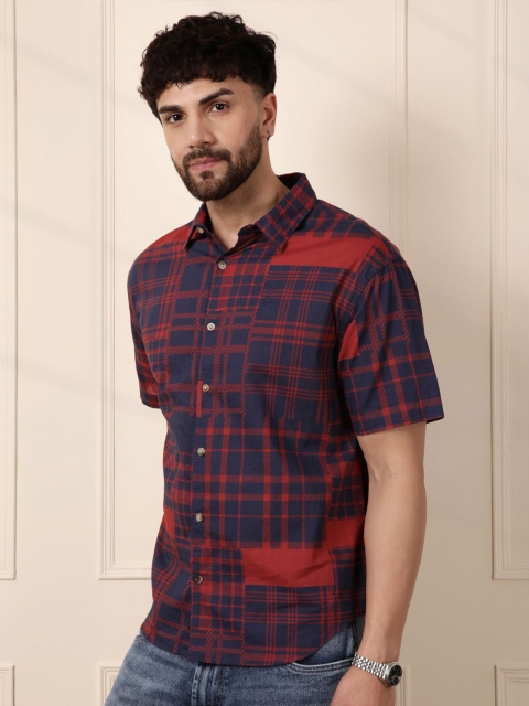 WROGN Men Comfort Fit Spread Collar Tartan Checked Cotton Casual Shirt - Image 3