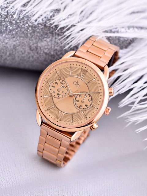 DressBerry Women Dial & Stainless Steel Bracelet Style Straps Analogue Watch HOBDB-273-RG