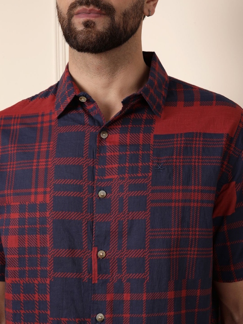 WROGN Men Comfort Fit Spread Collar Tartan Checked Cotton Casual Shirt - Image 2