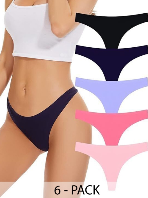 Diving Deep Women Pack of 6 Cotton Assorted Thongs Briefs