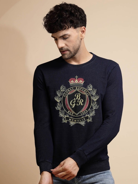 Global Republic Men Embroidered Cotton Sweatshirt