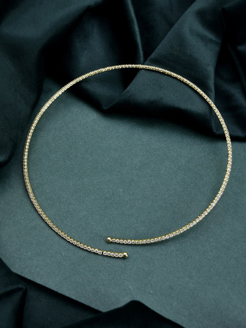 Voylla Timeless Sparkle Brass Gold-Plated Minimal Necklace