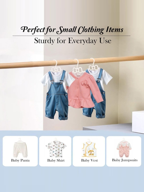 Kuber Industries White 25 Pieces Baby Cloth Hangers For Wardrobe - Image 5