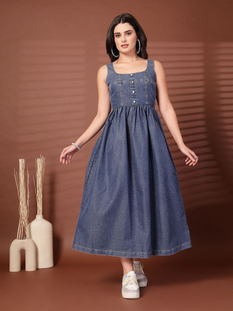 plusS Women Fit and Flare Midi Dress