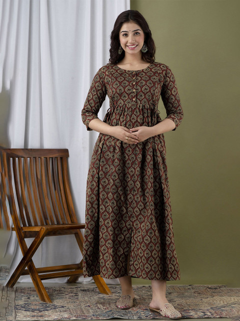mad fury Women Ethnic Motifs Printed Maternity Fit - Flare Dress