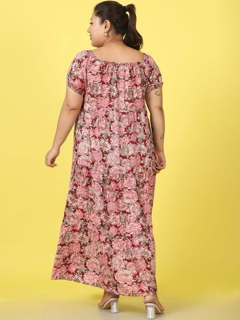 theRebelinme Women Floral Print A-Line Maxi Plus Size Dress - Image 5