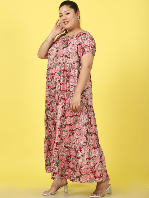 theRebelinme Women Floral Print A-Line Maxi Plus Size Dress - Image 4