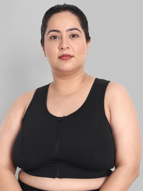 Skyria Plus Size Front Zip Sports Bra