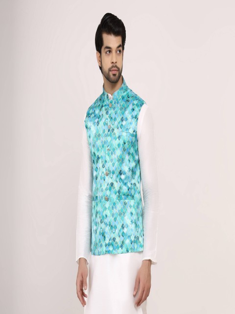 Sadree Men Printed Nehru Jacket - Image 3