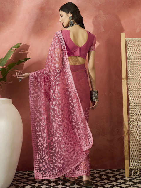 Sangria Embroidered Saree With Blouse Piece - Image 4