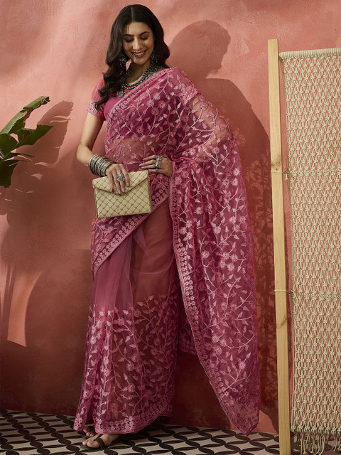Sangria Embroidered Saree With Blouse Piece - Image 5