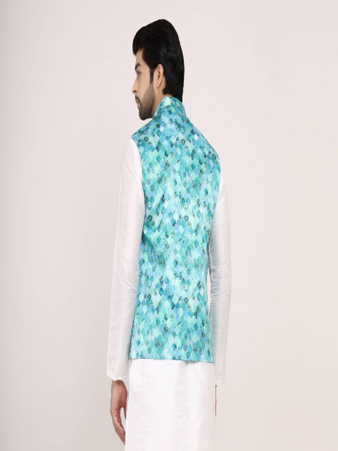 Sadree Men Printed Nehru Jacket - Image 4