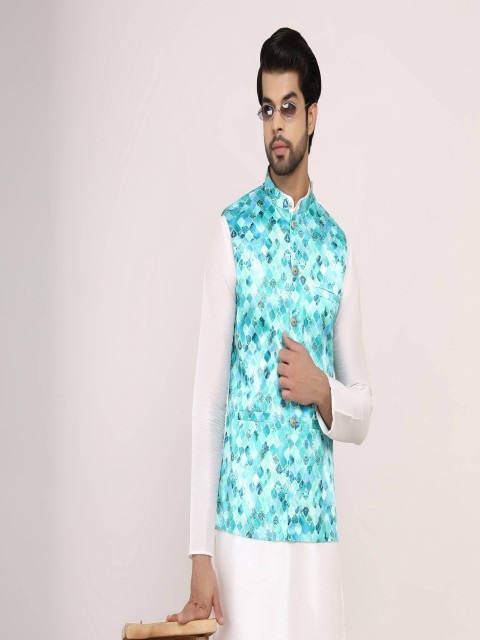 Sadree Men Printed Nehru Jacket - Image 2