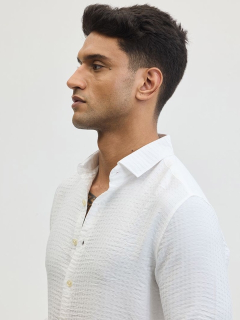 Snitch Men Spread Collar Textured Casual Shirt - Image 6