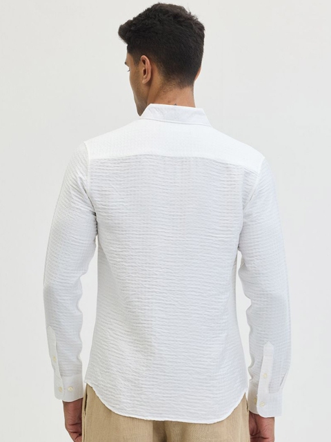 Snitch Men Spread Collar Textured Casual Shirt - Image 4