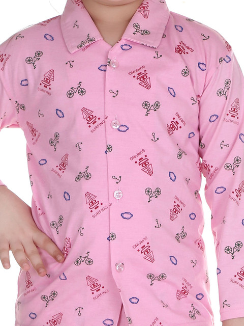 MMShopy Kids Printed Shirt Collar Night suit - Image 2