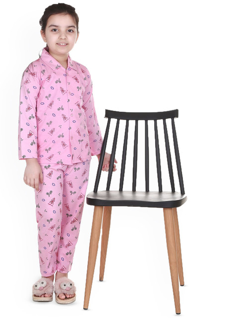MMShopy Kids Printed Shirt Collar Night suit - Image 6