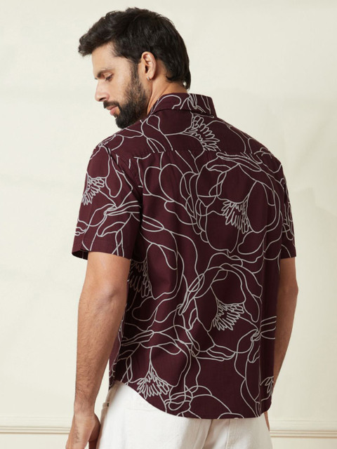 WROGN Men Comfort Relaxed Fit Spread Collar Floral Printed Cotton Casual Shirt - Image 4