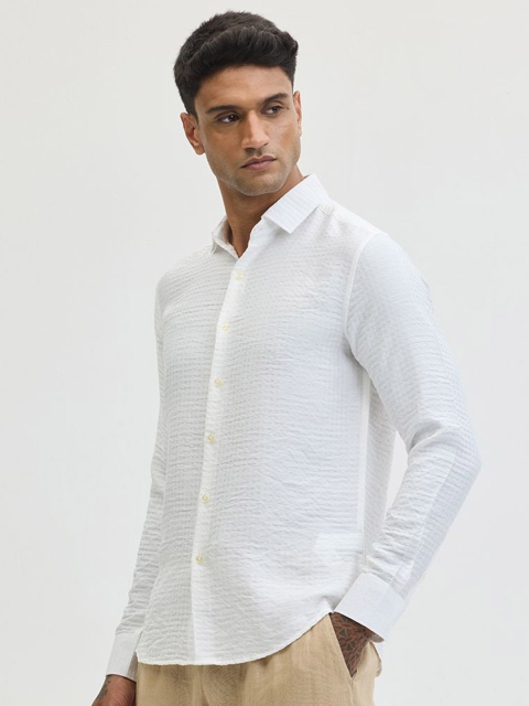 Snitch Men Spread Collar Textured Casual Shirt - Image 3