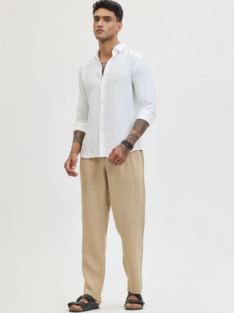 Snitch Men Spread Collar Textured Casual Shirt - Image 5