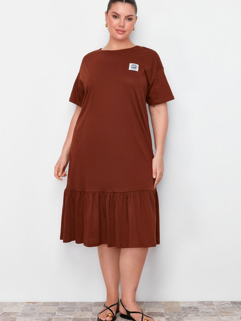 Trendyol Plus Size Cotton A-Line Dress