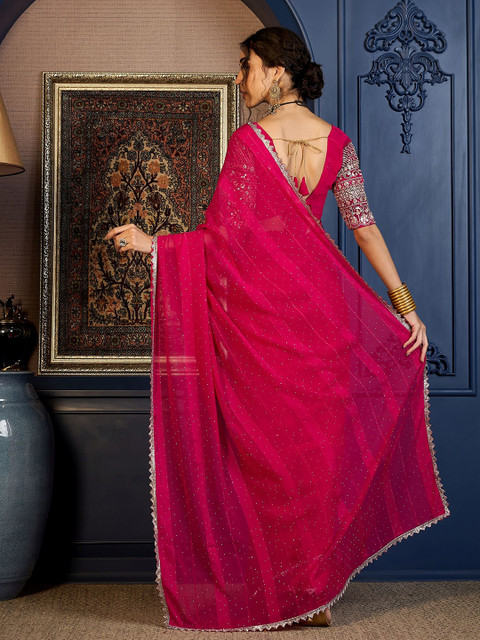 Sangria Beads and Stones Saree with Blouse Piece - Image 3