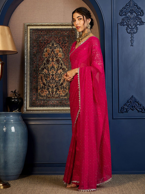 Sangria Beads and Stones Saree with Blouse Piece - Image 2