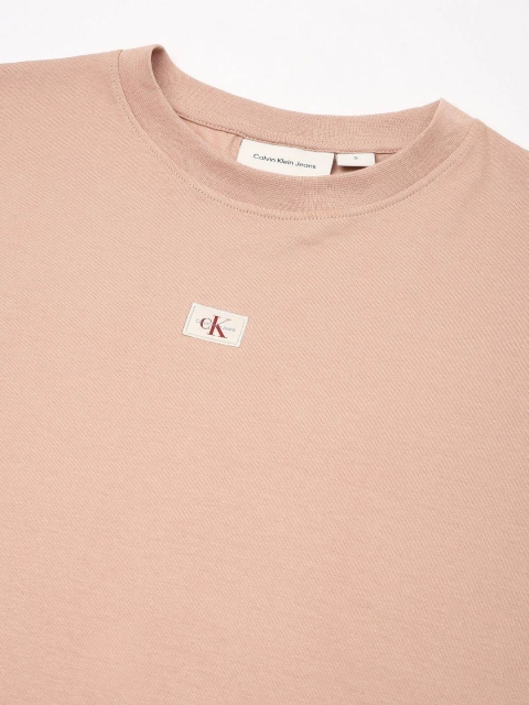 Calvin Klein Jeans Women Solid Round Neck Cotton T-shirt - Image 6