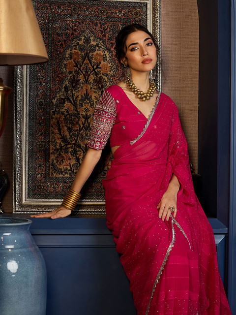 Sangria Beads and Stones Saree with Blouse Piece - Image 5