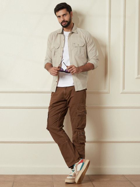 WROGN Men Comfort Fit Spread Collar Solid Cotton Casual Shirt - Image 5