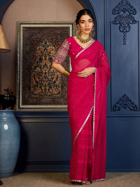 Sangria Beads and Stones Saree with Blouse Piece - Image 6