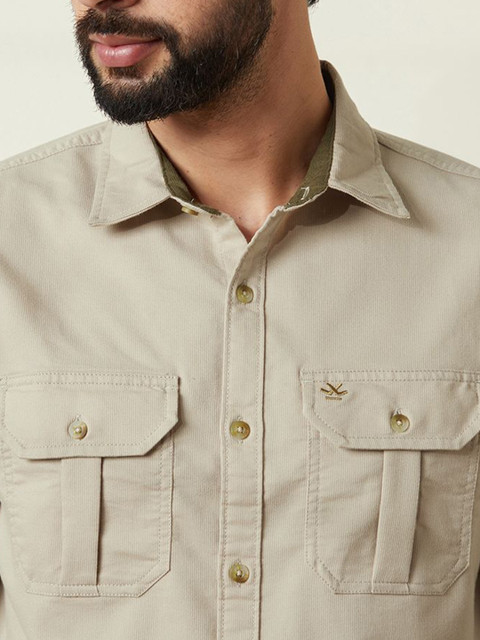 WROGN Men Comfort Fit Spread Collar Solid Cotton Casual Shirt - Image 2