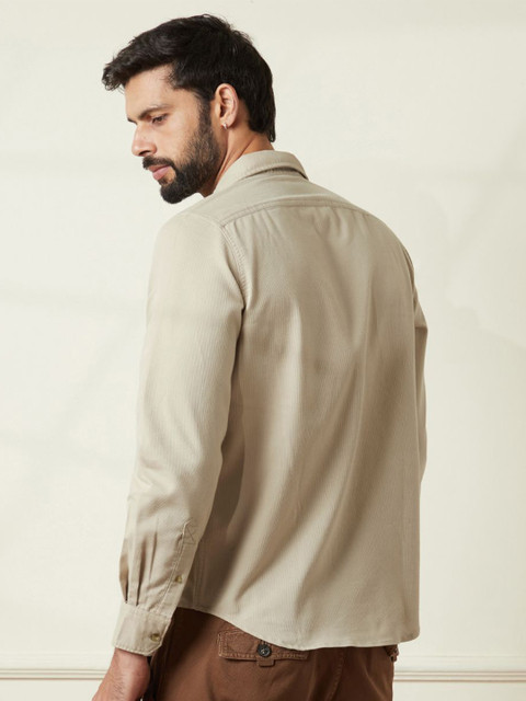 WROGN Men Comfort Fit Spread Collar Solid Cotton Casual Shirt - Image 4