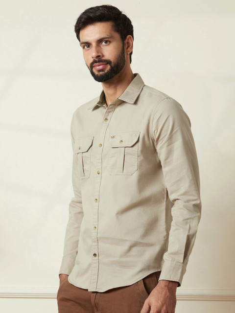 WROGN Men Comfort Fit Spread Collar Solid Cotton Casual Shirt - Image 3