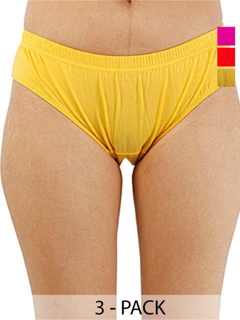 Diving Deep Women Pack of 3 Cotton Low-Rise Hipster Briefs