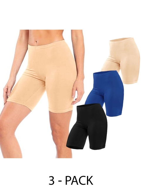 Diving Deep Women Plus Size Pack of 3 Cotton Boy Shorts Briefs