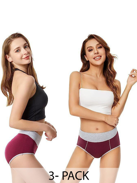 Diving Deep Women Pack of 3 Cotton Hipster Briefs