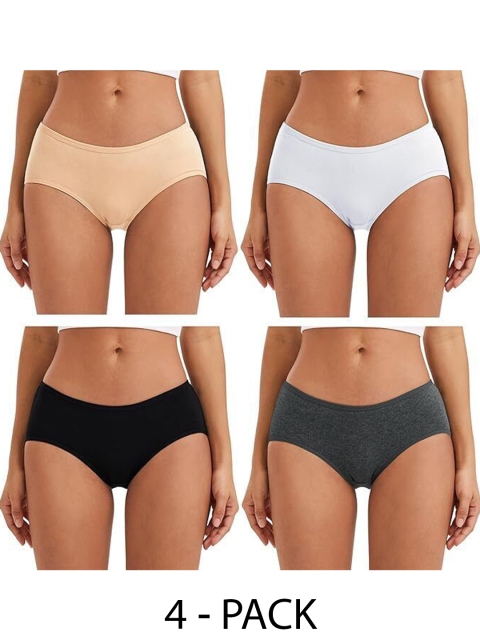 Diving Deep Women Pack of 4 Cotton Hipster Briefs
