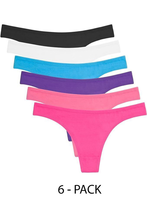 Diving Deep Women Pack of 6 Cotton Thongs Briefs