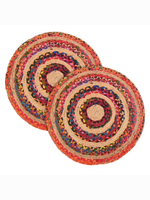 Kuber Industries Brown & Pink 2 Pieces Printed Anti-Skid Doormats