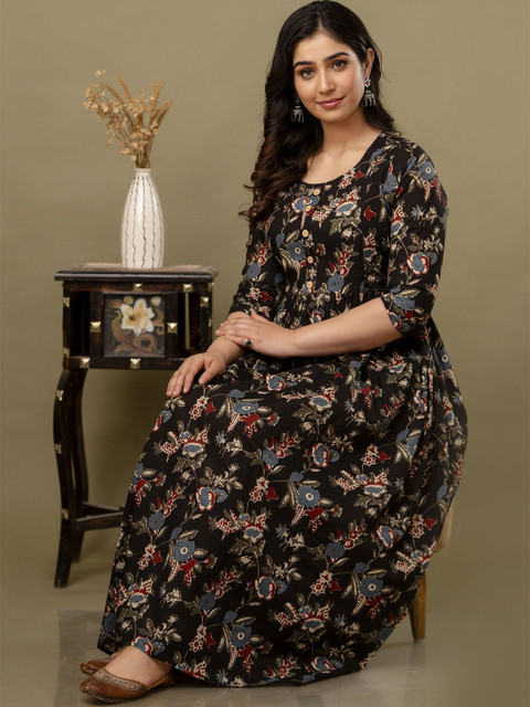 Tulsiram Printed Pure Cotton Midi Ethnic Dress