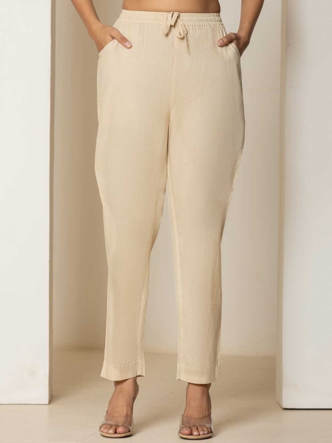 Eco Clothing Women Pure Cotton Mid-Rise Trousers
