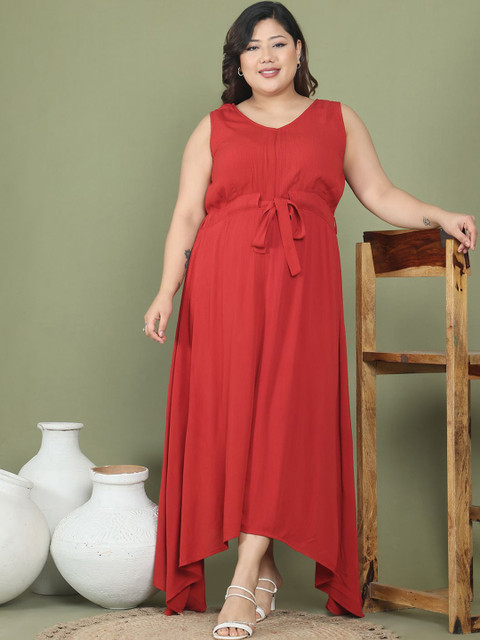 theRebelinme Women Plus Size Midi A-Line Dress