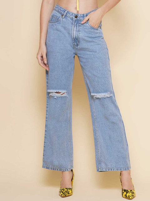 PUELLA Women Straight Fit High-Rise Light Fade Jeans