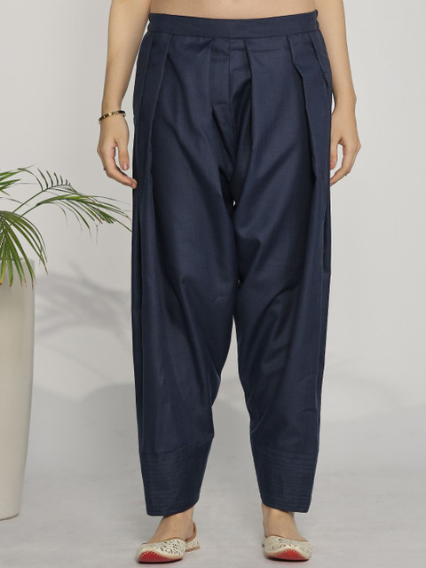 LetsDressUp Women Navy Cotton Slub Farshi Salwar
