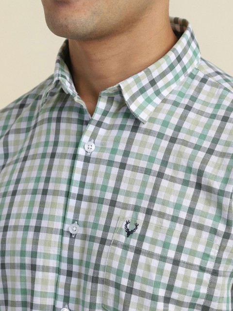 Allen Solly Men Spread Collar Gingham Checked Cotton Casual Shirt - Image 2