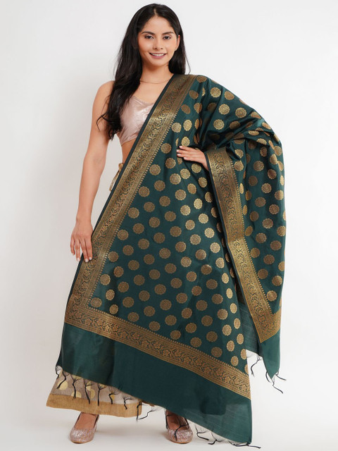 Karthav Fashion Ethnic Motifs Woven Design Banarasi Silk Dupatta With Zari Work